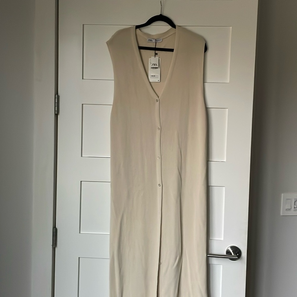Zara knit long dress, duster, vest